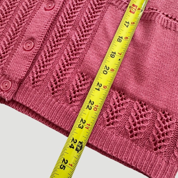 National Womens Pink Knit Cardigan Vest Vintage cottage grandma Pockets Small - Picture 9 of 9